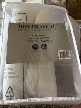 White Velvet Pillow Inserts with Matching Velvet Cases